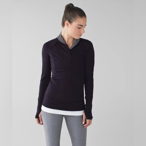 lululemon athletica Sweaters - 1 🖤 Lululemon Think Fast Pullover - Black / Parallel Stripe Black White